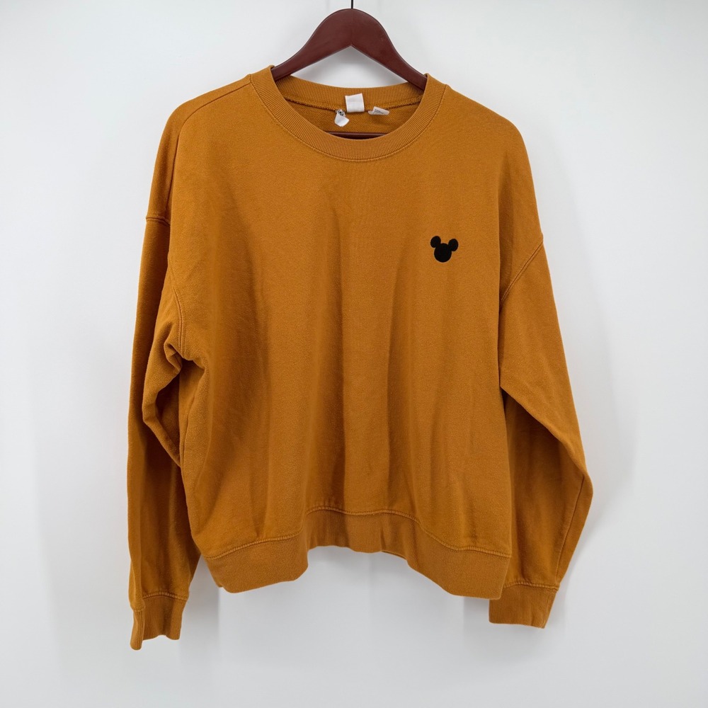 H&M Divided Disney XL Mickey Mouse Crewneck Sweatshirt Mustard Gold Kidcore Cozy